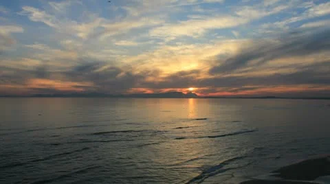 500 - Table Moutain Sunset Across False Bay from Strand-Pond5 Stock Footage 10893677