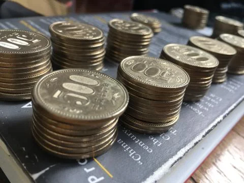 500 Yen coins Stock Photos