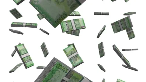 5000 Guyanese Dollar Falling Animation on White Screen Stock Footage 302931807