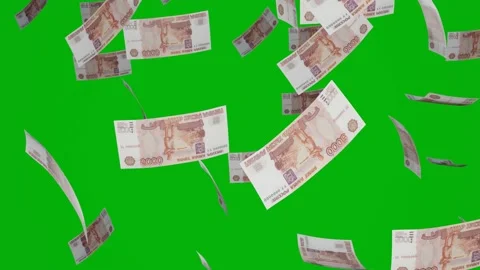 5000 Russian Ruble Banknotes Falling Down Stock Footage 174773597