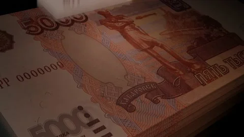 5000 Russian Ruble banknotes. Paper money. Cash. RUB. Stock Footage 221361913