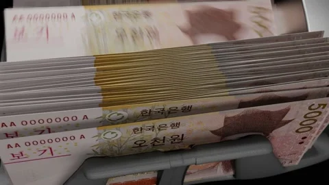5000 South Korean Won banknotes. Paper money. Cash. KRW. Stock Footage 234516191