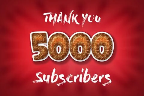 5000 subscribers celebration greeting banner with Burger Design Stock Illustration