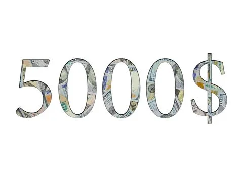 $ 5000. Us dollar banknotes. The texture of the money. Isolated on white back Stock Photos