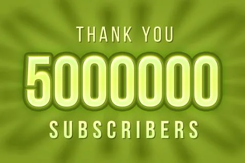 5000000 subscribers celebration greeting banner with Green Embossed Design Stock Illustration