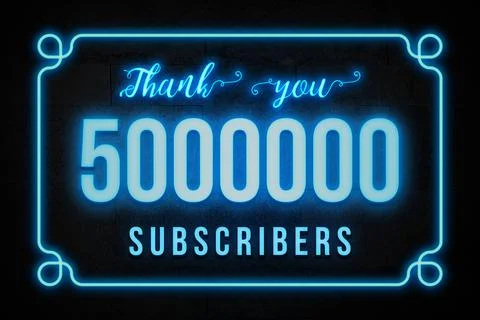 5000000 subscribers celebration greeting banner with Neon Design Stock Illustration