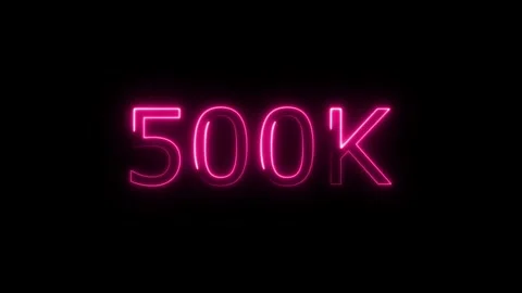 500k Neon Text Animation on Black Background. thank you social network subs.. Stock Footage 310075532