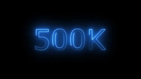 500k Neon Text Animation on Black Background. thank you social network subs.. Stock Footage 310075533