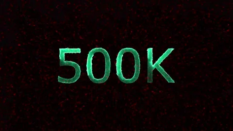 500k Neon Text Animation on Black Background. thank you social network subs.. Stock Footage 310075618