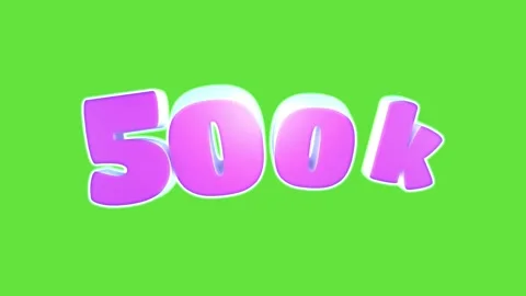 500k subscribers 3D neon animation on green screen. Stock Footage 237024524