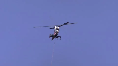 500kV Tower Construction helicopter with tower leg hovering Stock Footage 47999996