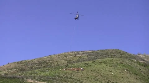 500kV Tower Construction helicopter with tower leg Stock Footage 48000006