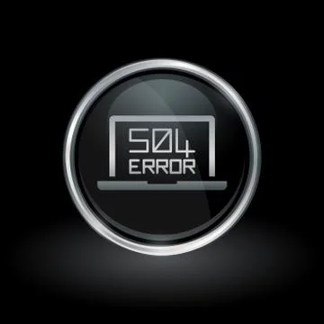 504 gateway timeout icon inside round silver and black emblem Stock Illustration