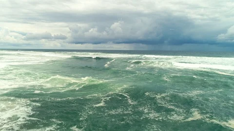 507 Aerial dramatic scene with ocean waves in slow motion , aerial 4k uhd Stock Footage 91488508