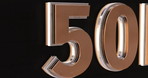 50K, 50000. 3D Promotion Intro. Gold Text Logo Stock-Footage 140978853