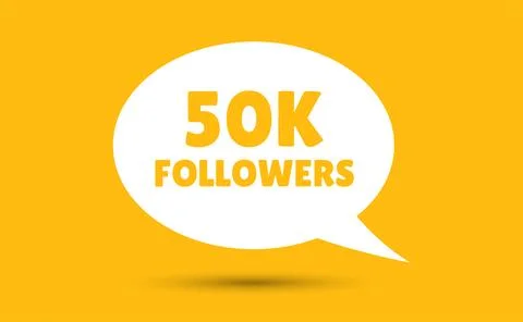 50k followers speech bubble vector illustration. Communication speech bubbl.. Stock Illustration