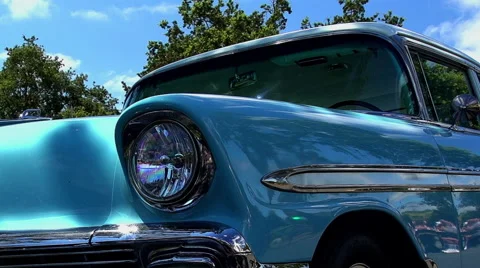 50s Blue Chevy Stock Footage 58178534