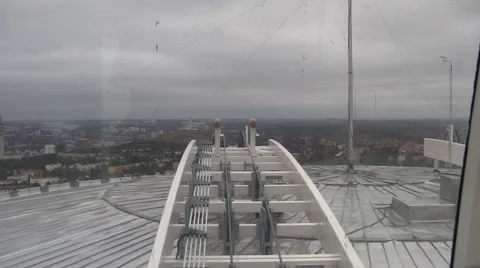 50s Coming to the Top of the Ericsson Globe in Johanneshov Stokcholm Silent Stock Footage 46596423