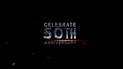 50th Anniversary celebration with silver text on dark background Vídeos de archivo 343668997