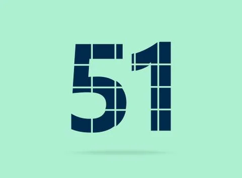 51 number, vector desing font.  Made of knife cut. For logo, brand label, des Stock Illustration