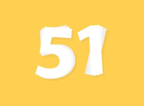 51 Number vector, modern layers design font. Eps10 illustration 스톡 일러스트