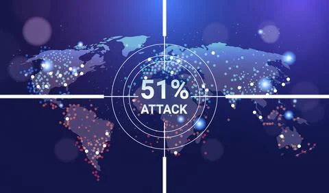 51 percent attack on blockchain stealing cryptocurrency blockchain network 스톡 일러스트