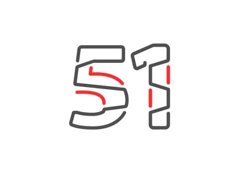 51 vector number. Modern trendy, creative style line design. For logo, brand  Stock Illustration