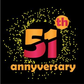 51 Year Anniversary Vector Template Design Illustration - Vector Stock Illustration