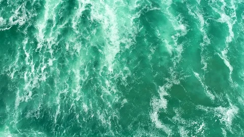 511 Turquoise ocean waves in slow motion , top view aerial 4k UHD Stock Footage 91485929
