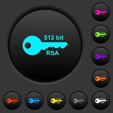 512 bit rsa encryption dark push buttons with color icons Stock-Illustration
