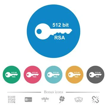 512 bit rsa encryption flat round icons Stock Illustration