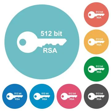 512 bit rsa encryption flat round icons Stock Illustration