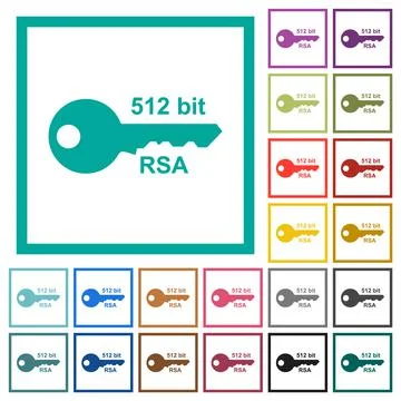 512 bit rsa encryption flat color icons with quadrant frames Stock Illustration