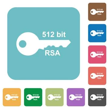 512 bit rsa encryption rounded square flat icons Stock Illustration