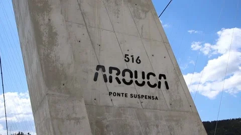 516 Arouca - Largest suspension bridge in the world - Paiva River in Portugal Stock Footage 153496553