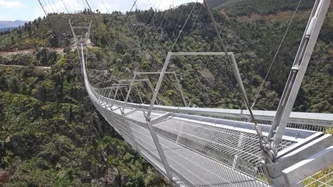 516 Arouca - Largest suspension bridge in the world - Paiva River in Portugal Stock Footage 153496582