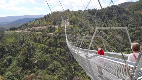 516 Arouca - Largest suspension bridge in the world - Paiva River in Portugal Video stock 153496594