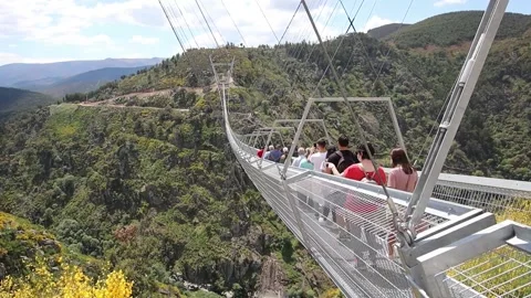 516 Arouca - Largest suspension bridge in the world - Paiva River in Portugal Stock Footage 153496595