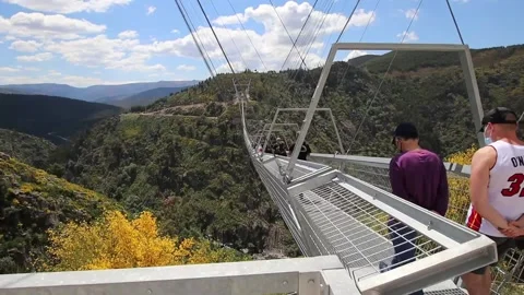 516 Arouca - Largest suspension bridge in the world - Paiva River in Portugal Stock Footage 153496596