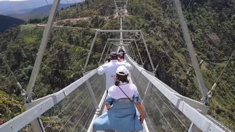 516 Arouca - Largest suspension bridge in the world - Paiva River in Portugal Stock Footage 153496602