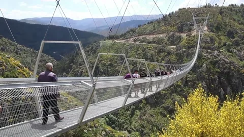 516 Arouca - Largest suspension bridge in the world - Paiva River in Portugal Video stock 153496624