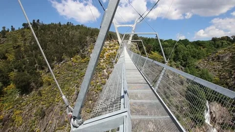 516 Arouca - Largest suspension bridge in the world - Paiva River in Portugal Stock Footage 153496644