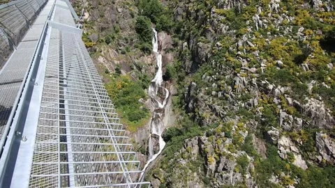 516 Arouca - Largest suspension bridge in the world - Paiva River in Portugal Stock Footage 153496686