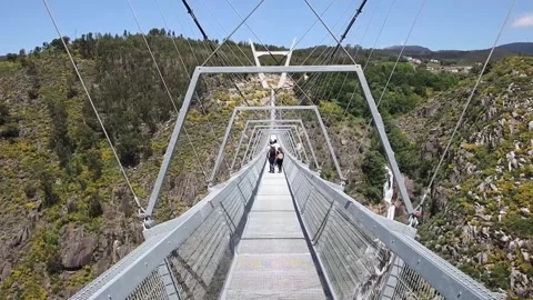 516 Arouca - Largest suspension bridge in the world - Paiva River in Portugal Stock Footage 153496698