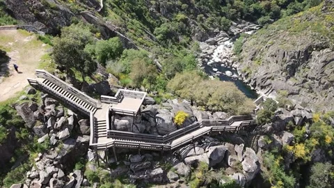 516 Arouca - Largest suspension bridge in the world - Paiva River in Portugal Stock Footage 153496702