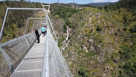 516 Arouca - Largest suspension bridge in the world - Paiva River in Portugal Stock Footage 153496709