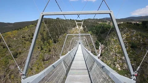 516 Arouca - Largest suspension bridge in the world - Paiva River in Portugal Stock Footage 153496712