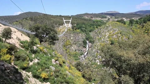 516 Arouca - Largest suspension bridge in the world - Paiva River in Portugal Stock Footage 153496741
