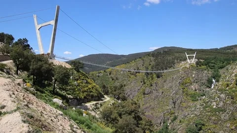 516 Arouca - Largest suspension bridge in the world - Paiva River in Portugal Stock Footage 153496747