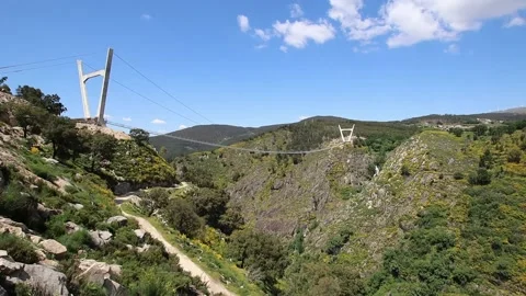 516 Arouca - Largest suspension bridge in the world - Paiva River in Portugal Stock Footage 153496748